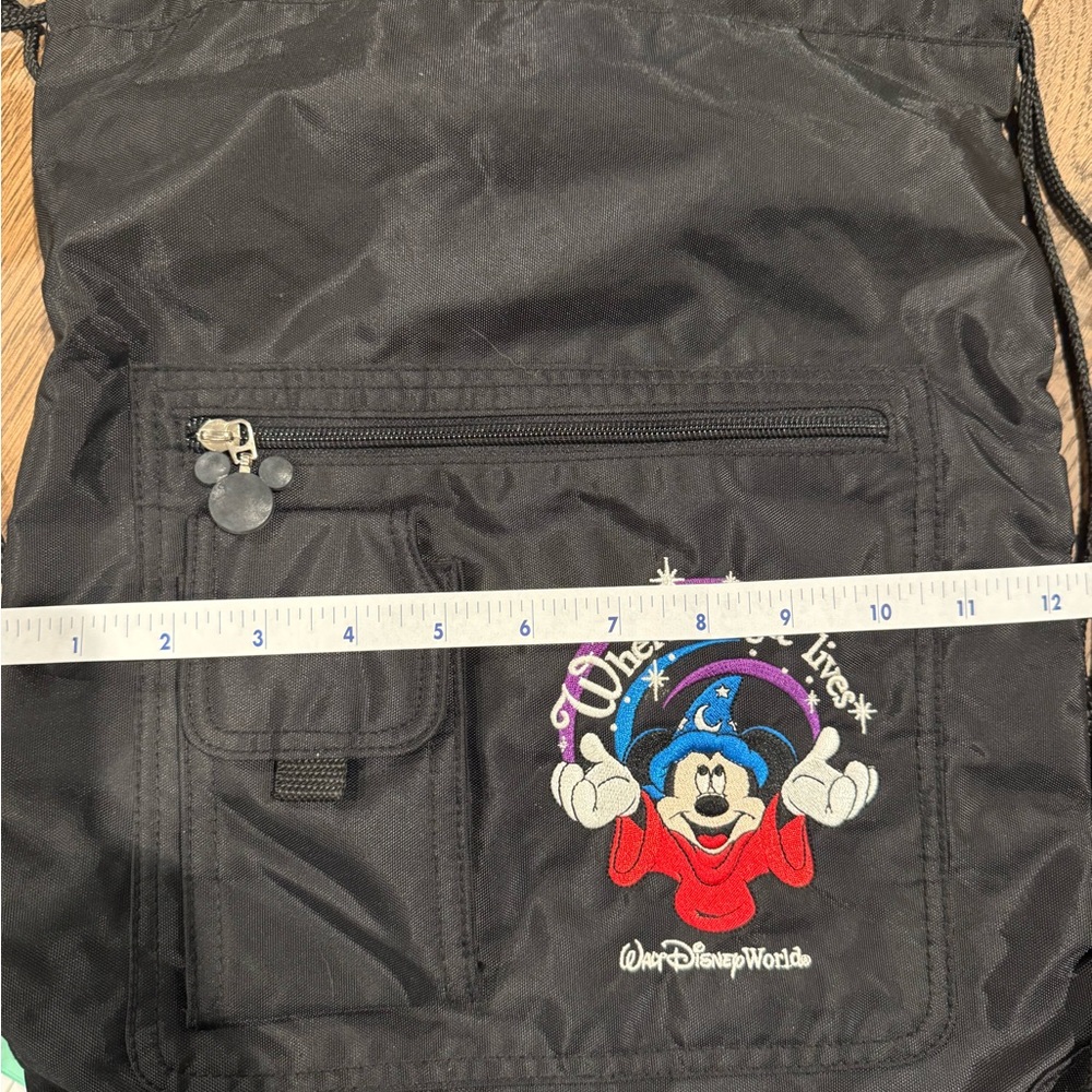 Disney Black Drawstring Backpack With Mickey Mous… - image 4